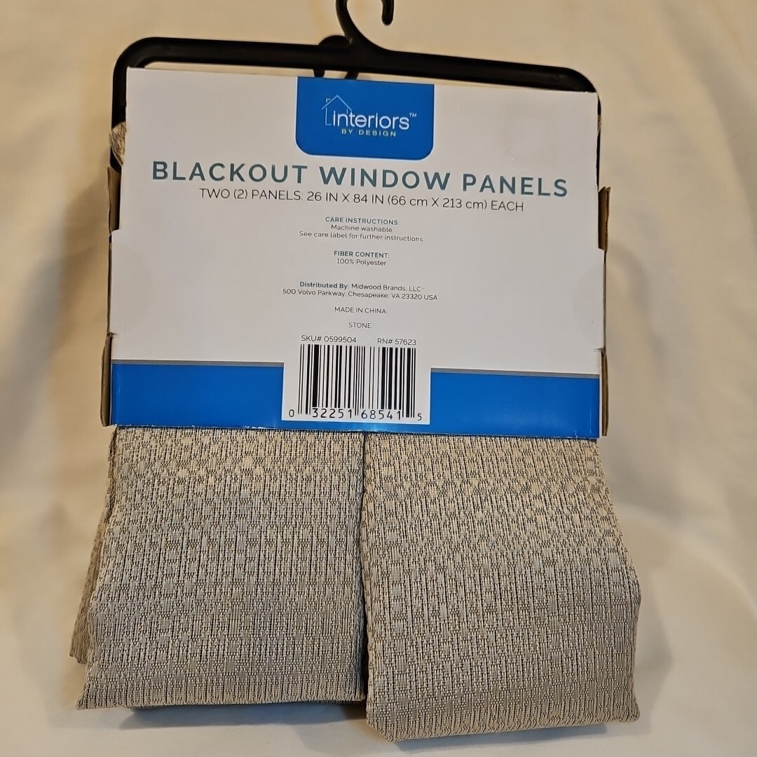 Interiors By Design Window Panels 2pc Value Set Gray  26”x84”each Blackout