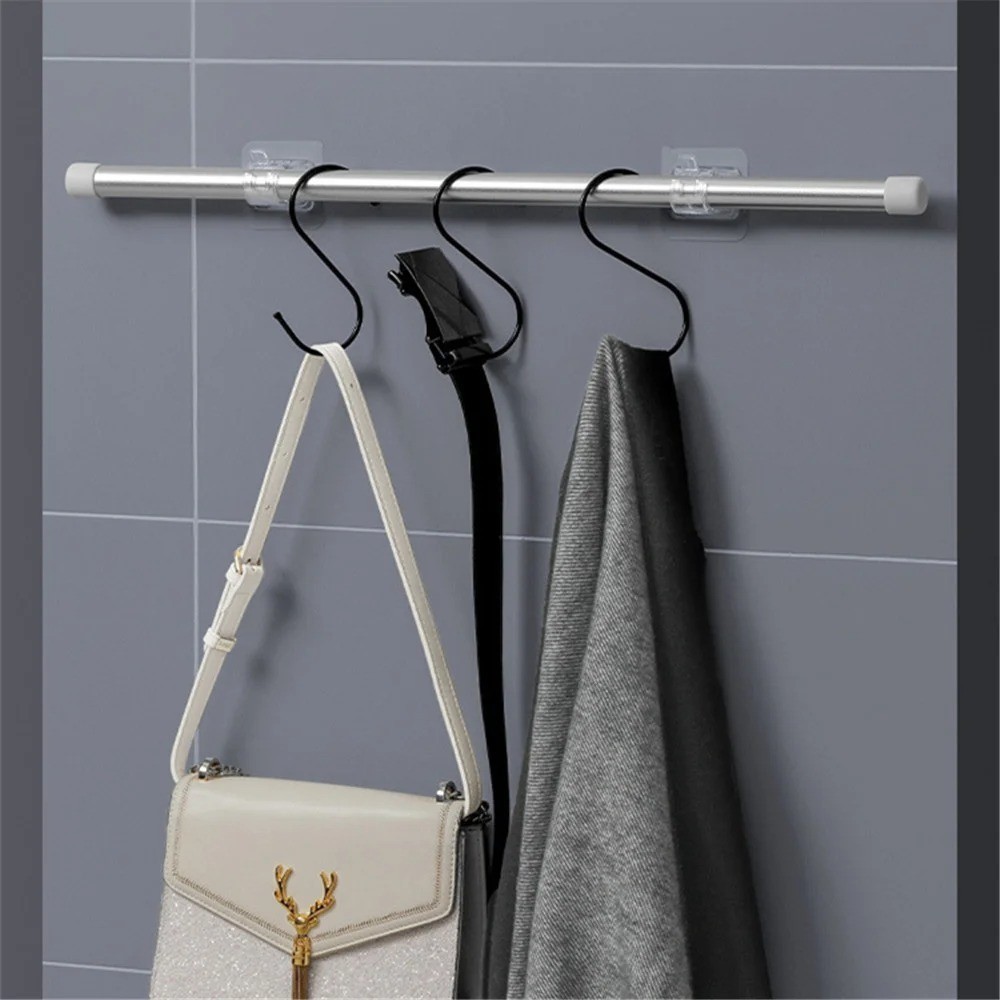 8 PCS No Drill Curtain Rod Brackets No Drilling Self Adhesive Curtain Rod Holder