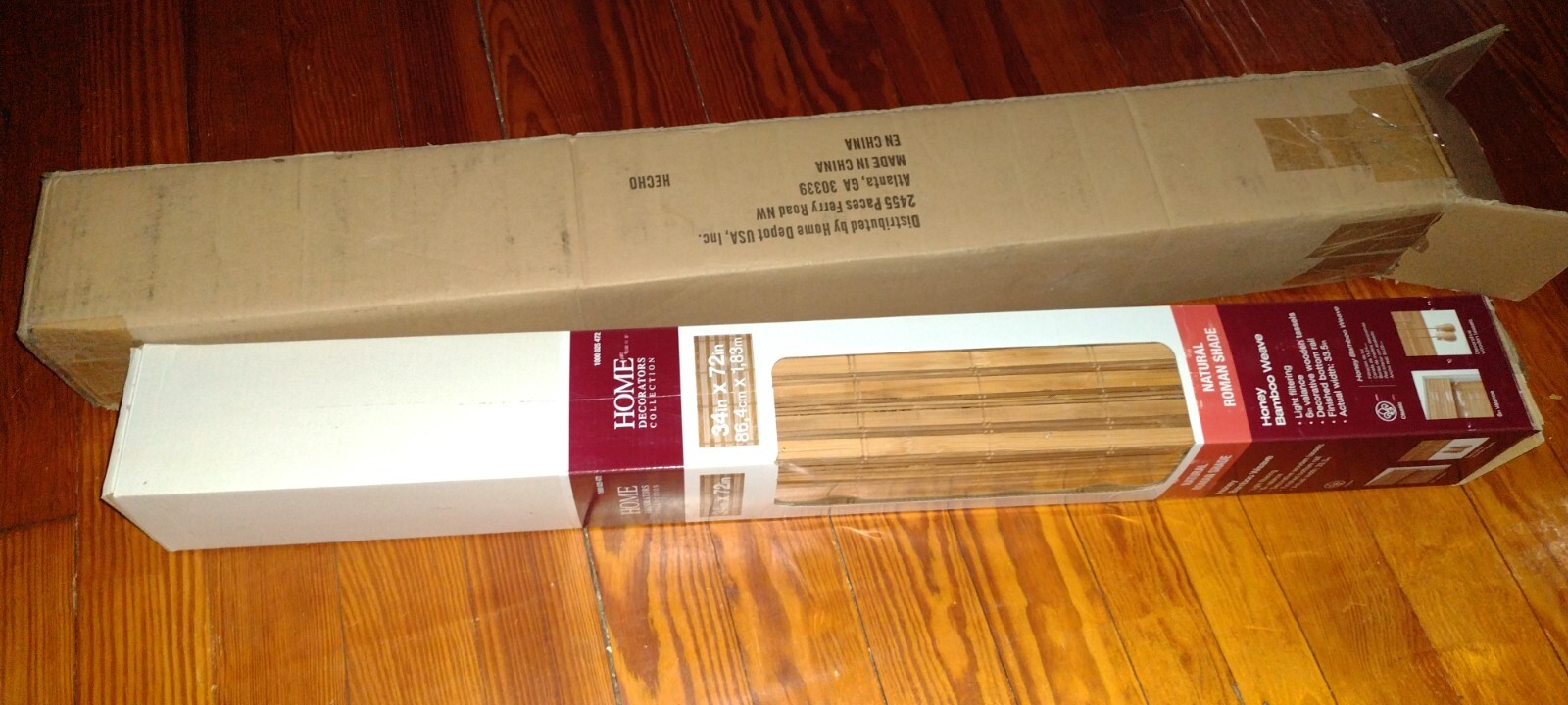 34 in. W x 72 in. L Honey Bamboo Weave Roman Shade