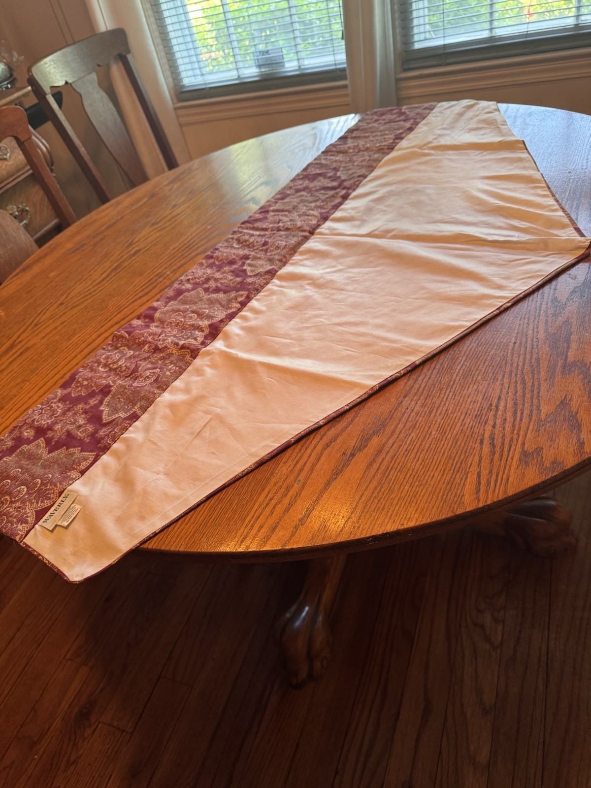 Waverly Ascot Valance Garnet Red Floral Paisley Medallion 50X 22″ USA Cotton FSh
