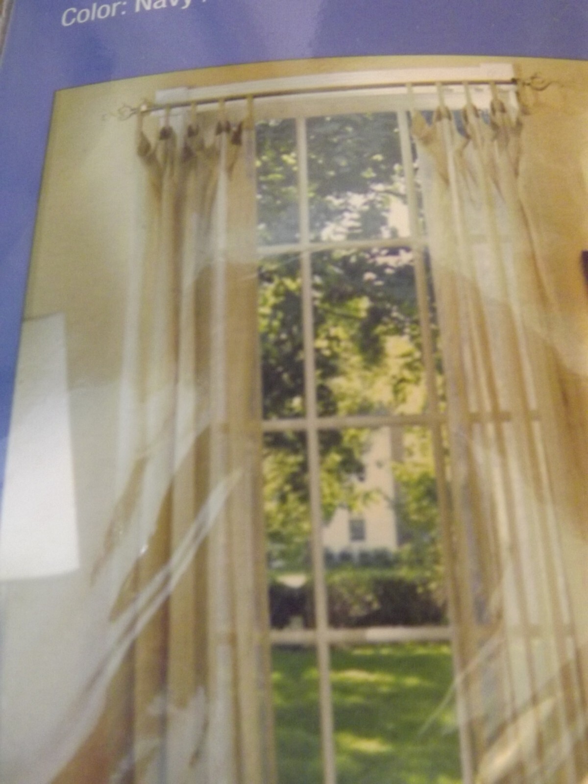new KRINKLED SHEER CURTAIN PANEL NAVY BLUE “CHLOE” 51Wx84″ TAB TOP 2 available N