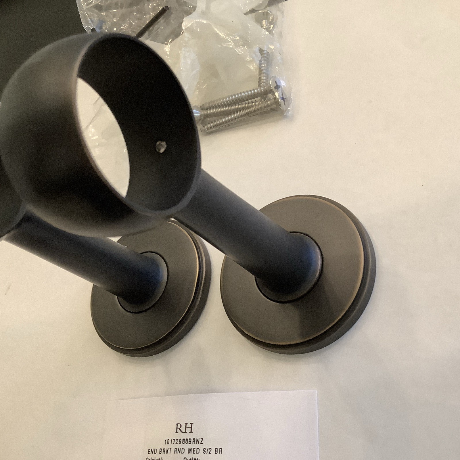 Restoration Hardware Easton End Brackets Round Bronze Medium x2