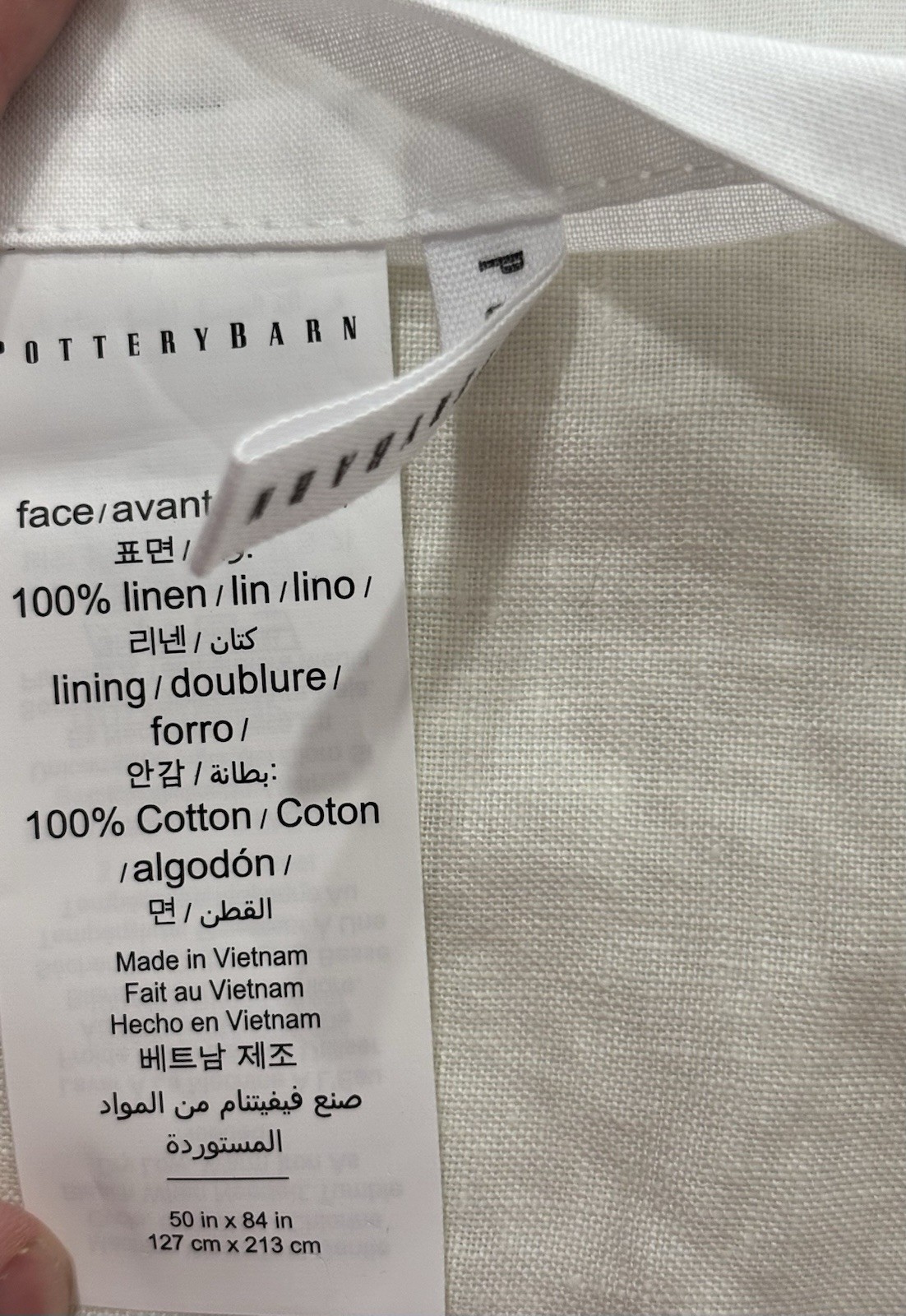 Pottery Barn Belgian Flax Linen Curtain ~ 50” x 84” ~ Ivory ~ Light Filtering