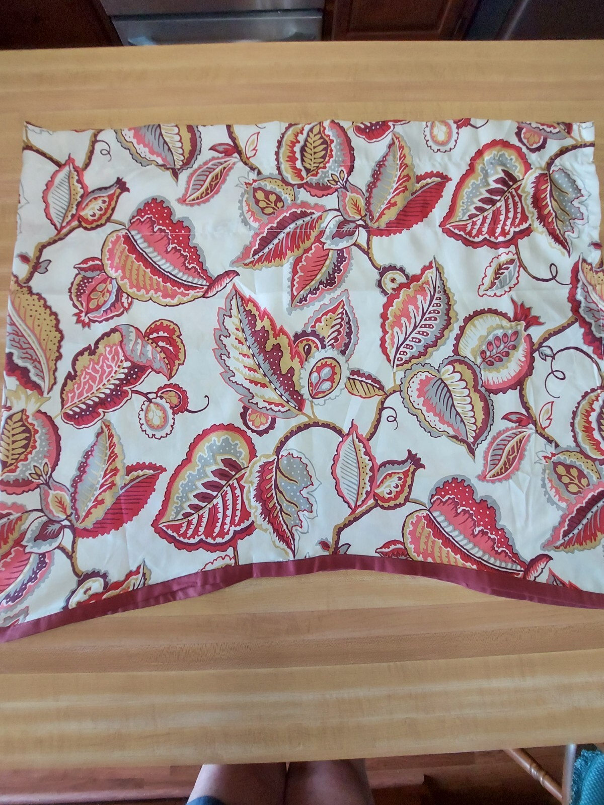 Traditions by Waverly jacobean paisley valance burgundy ivory crimson green-gold