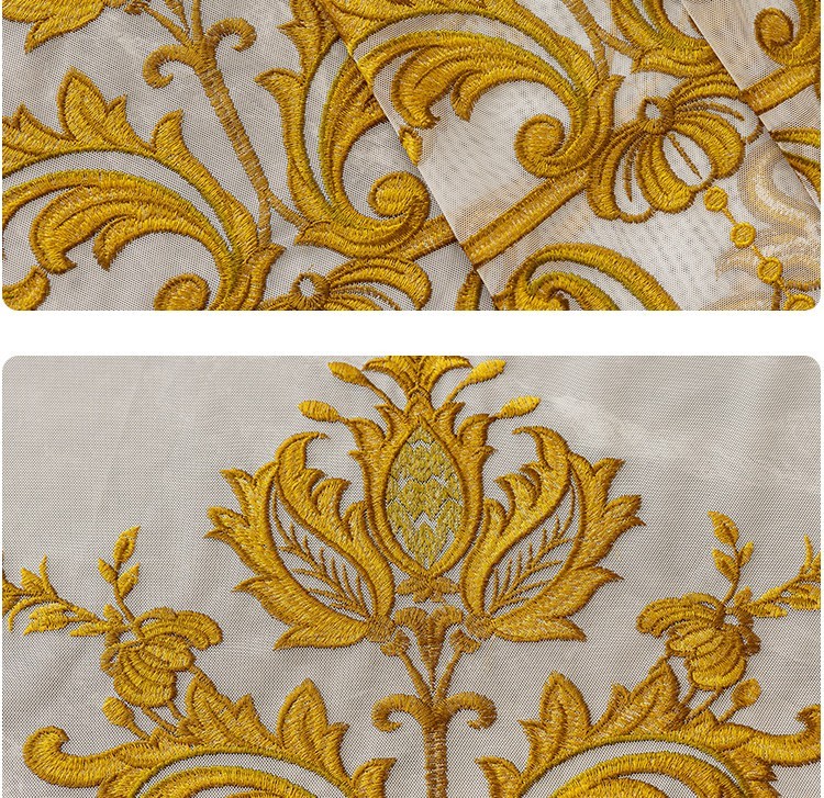 luxury costom Red gold window velvet cloth lace blackout curtain tulle M1845