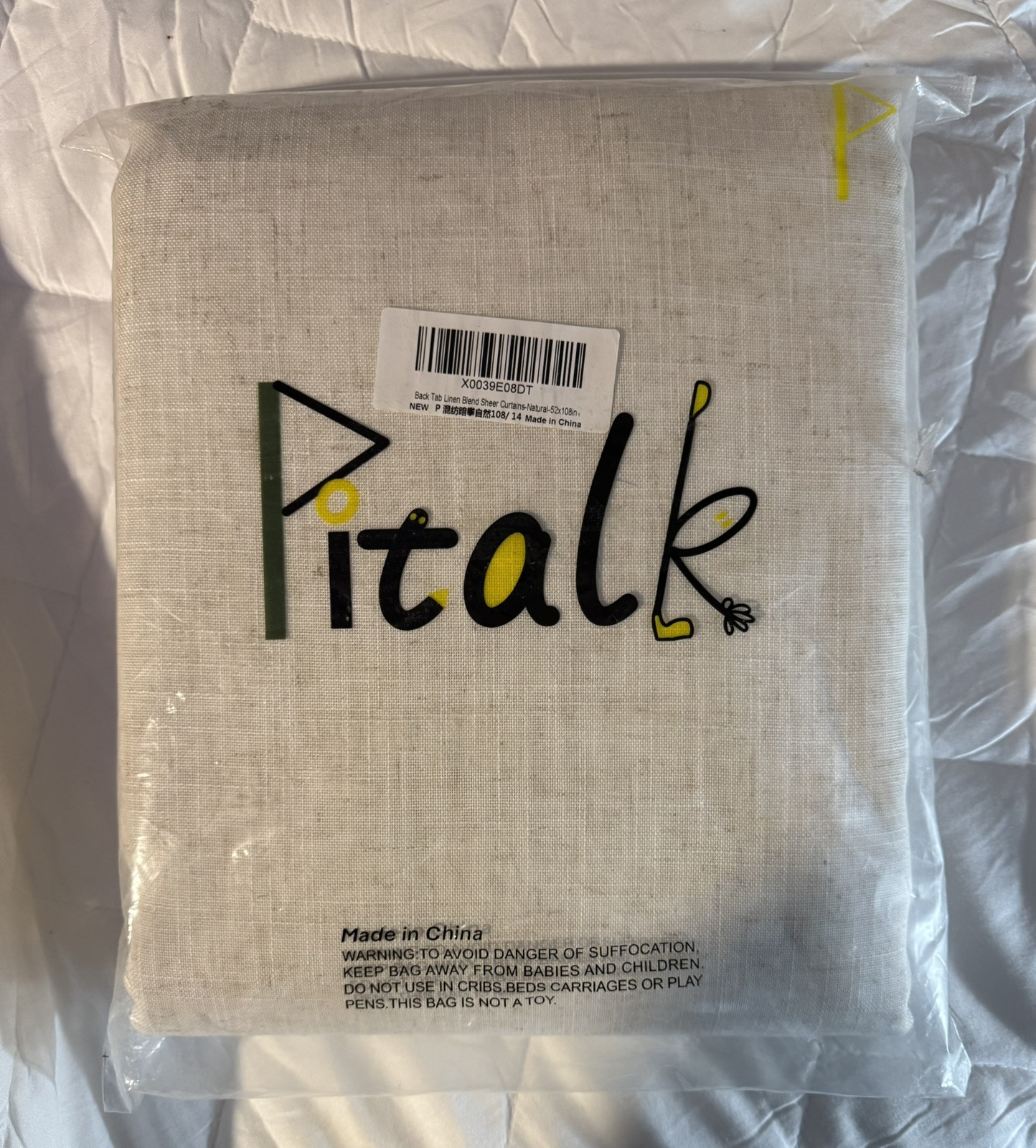 Pitalk 52×108 Inch Back Tab Linen Blend Sheer Curtains Natural NEW SEALED 💕