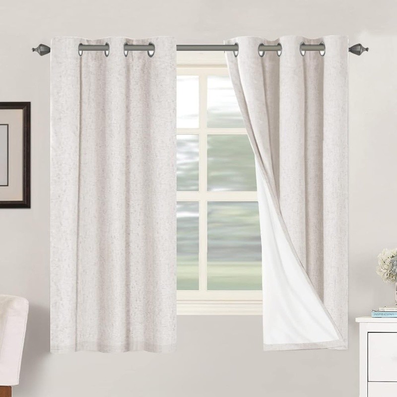 100% Blackout Curtain Panels Thermal Insulated Noise Reducing Drapery Grommets