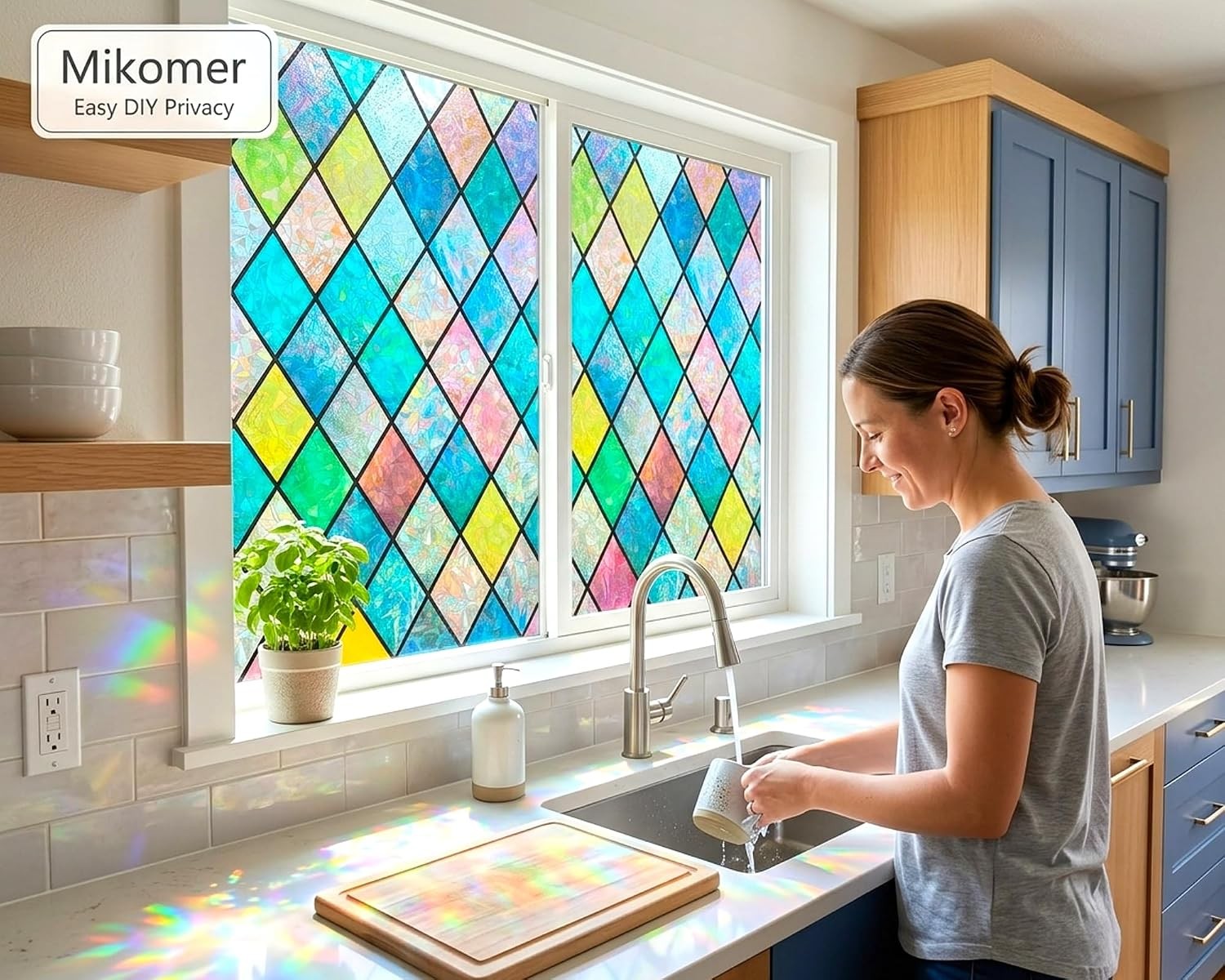 3D Prism Window Film,Transparent Decorative Glass Film Window Door Tint,Rainb…