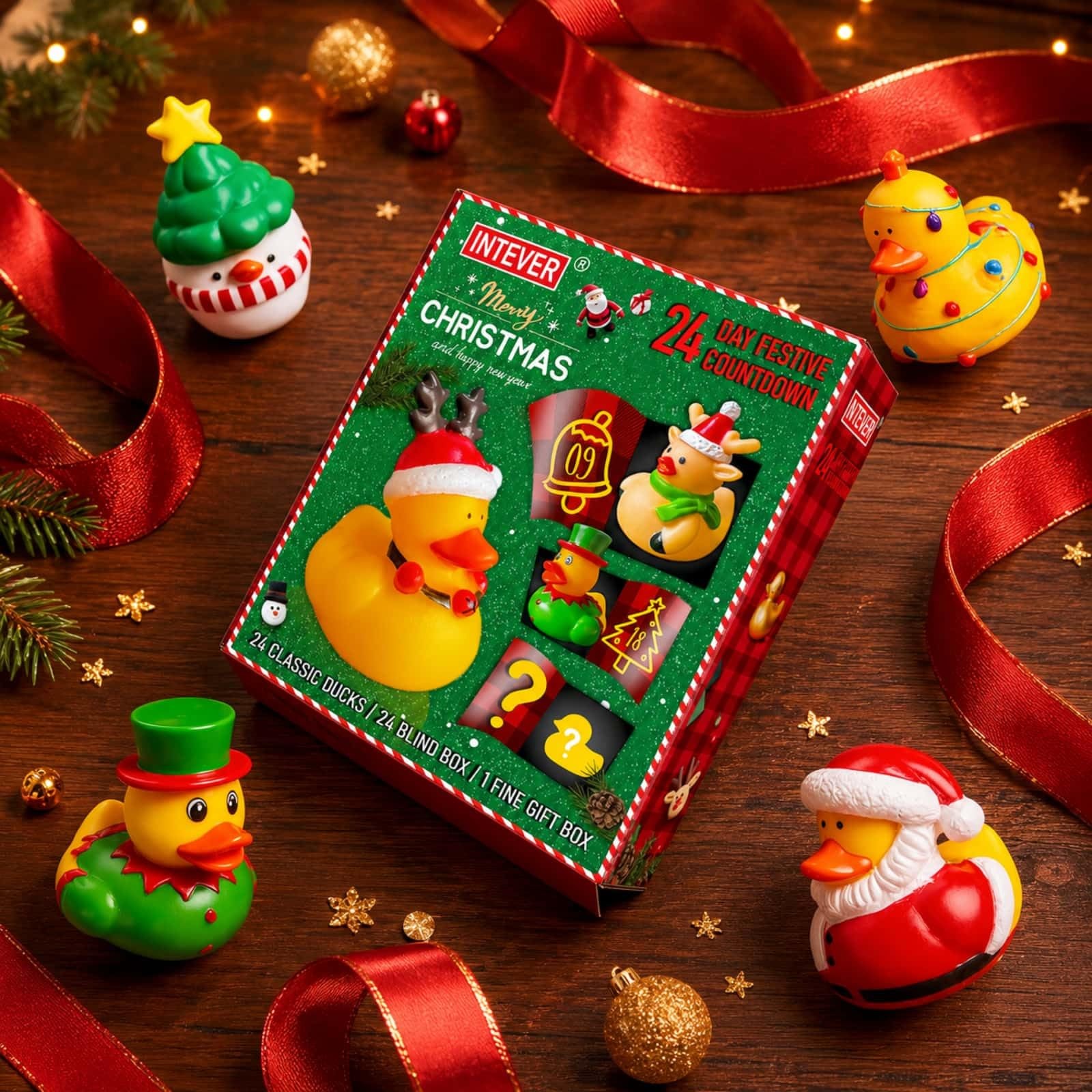 Intever 2026 Advent Calendar Christmas Ducks – 24 Days of Surprise Rubber Duc…
