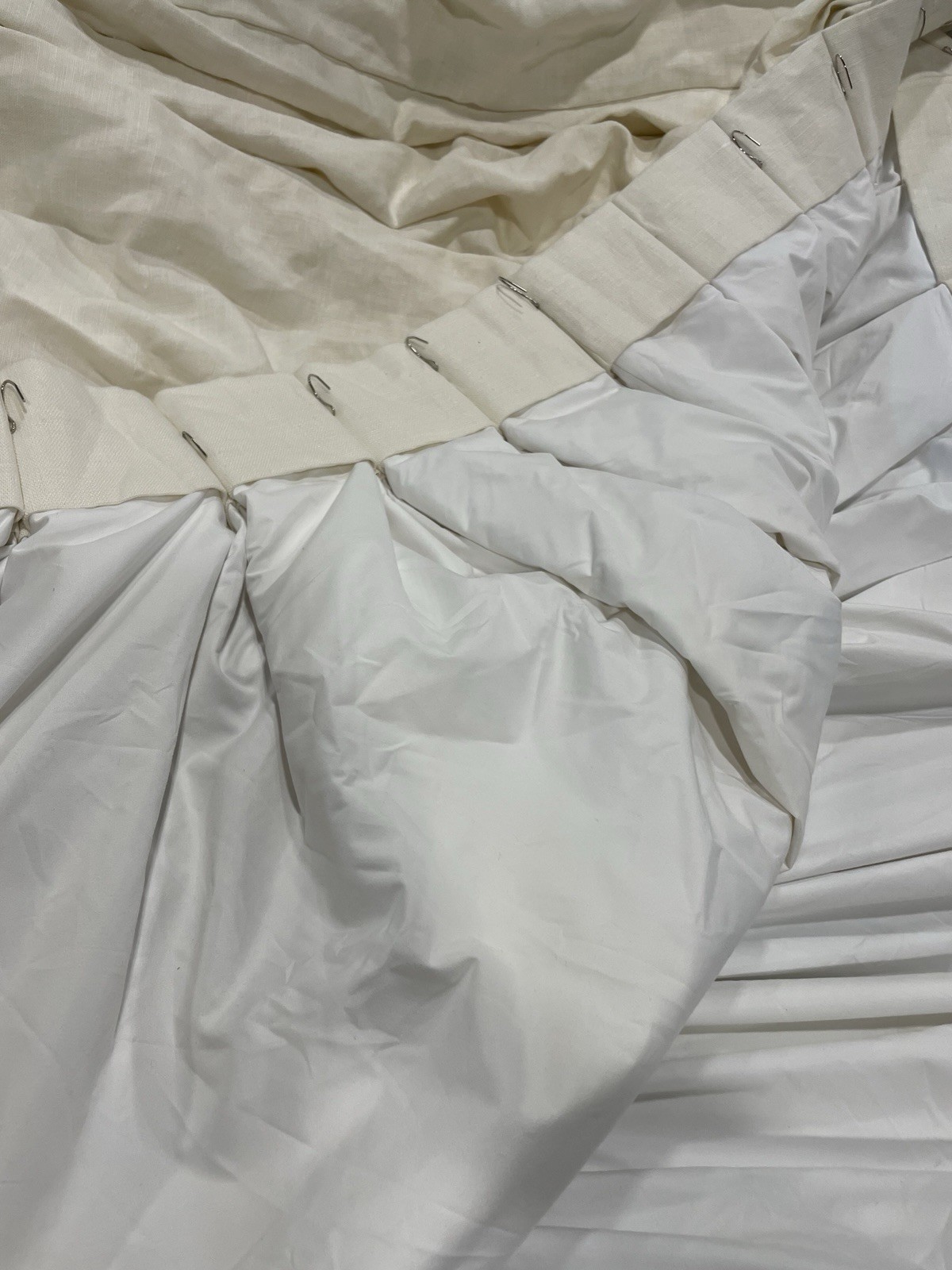 The Shade Store Ecru Ivory Linen Pinch Pleat Curtain Panel 96×102 Pair