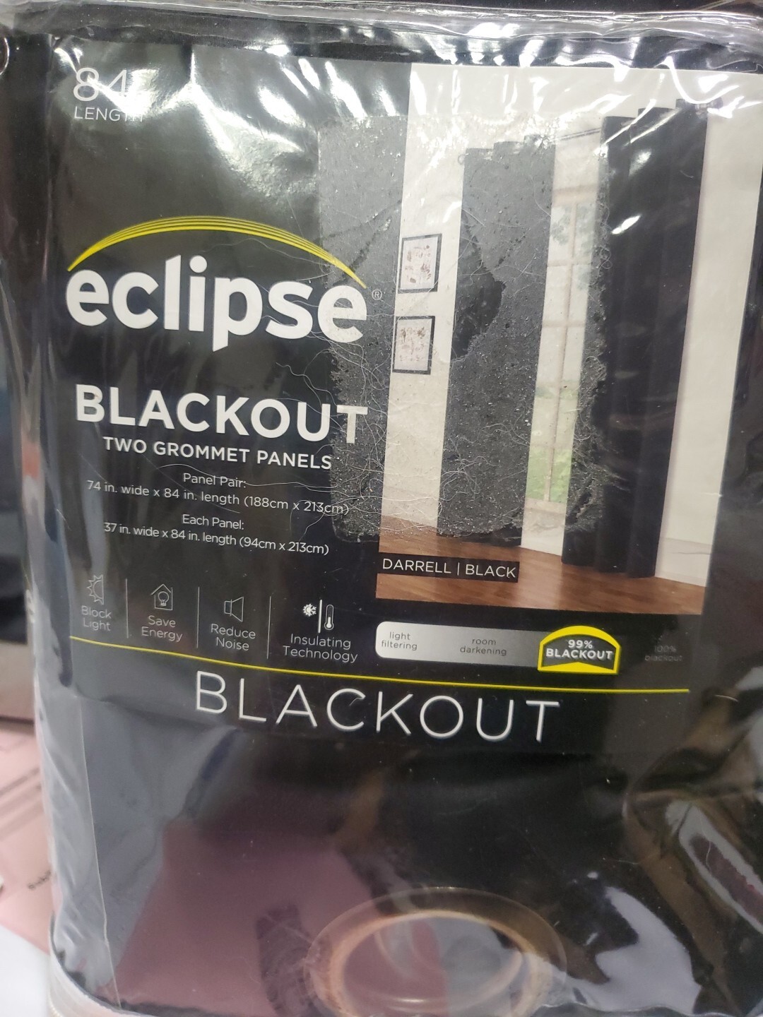 Eclipse Blackout Two Grommet Panels. 74 in. Wide x 84 in. Length – Black.