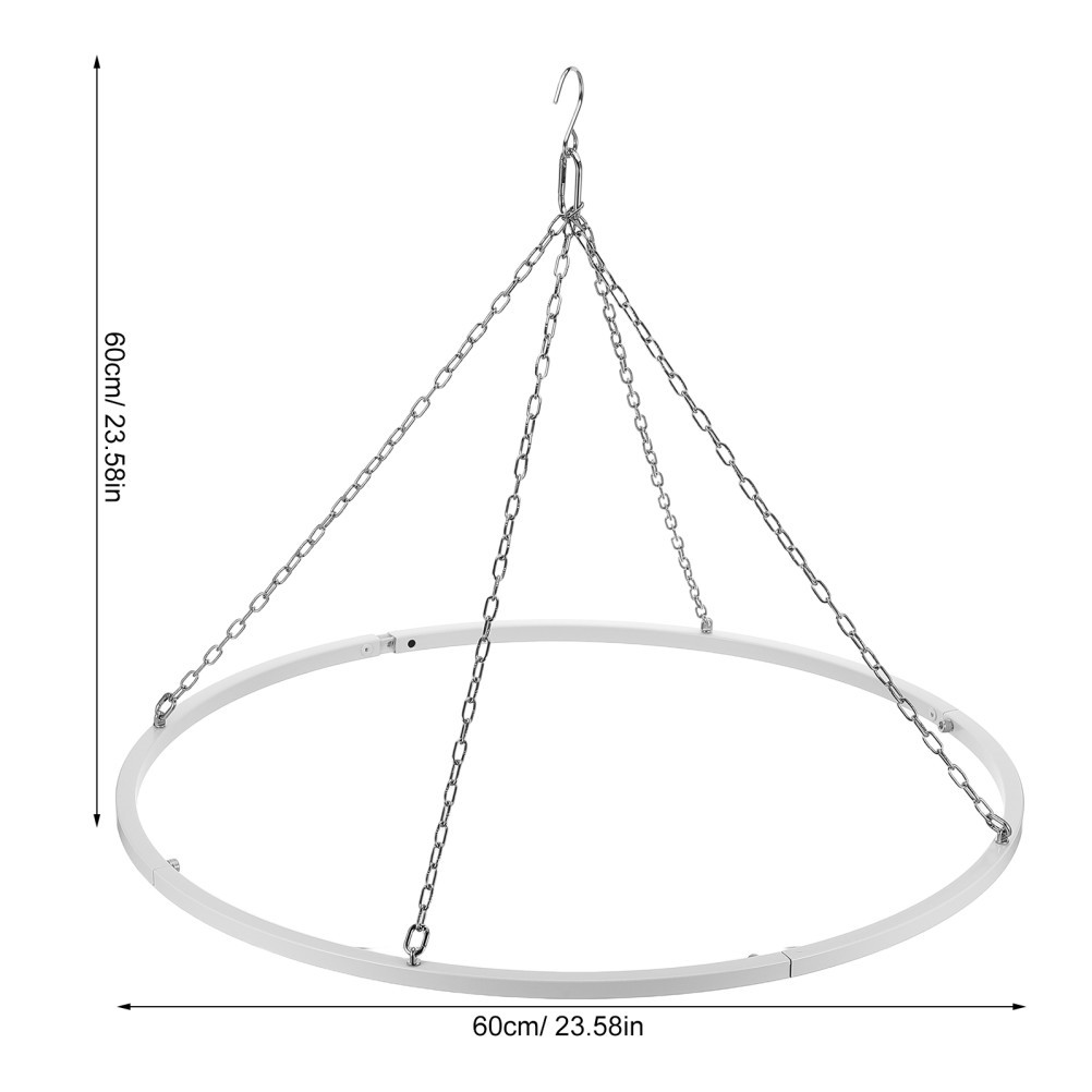 Ceiling Drapes Hanging Kit – 23.62” Silver Metal Ceiling Draping Kit – Round