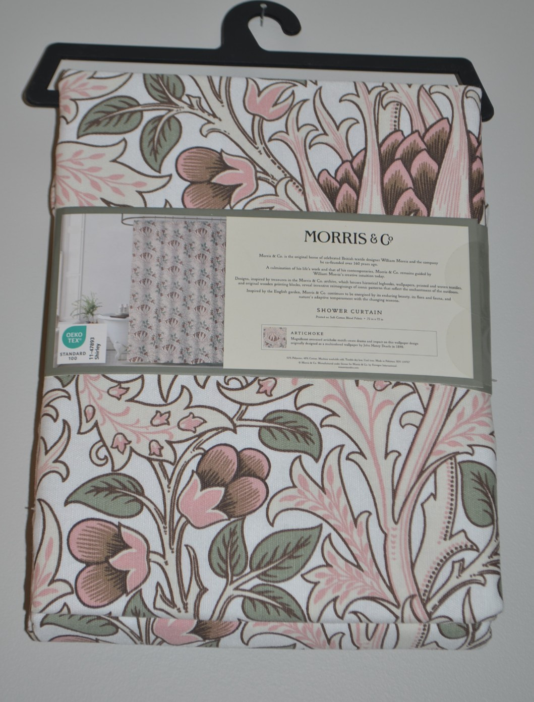 William Morris Artichoke Fabric Shower Curtain 72″x72″ Cotton Blend Floral