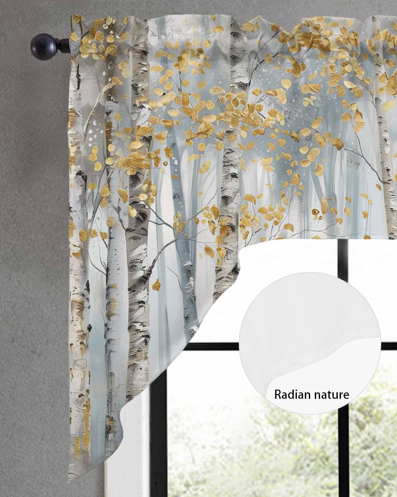 Modern Impressionist Tree Swag Valances for Windows, Abstract Oil Painting Ye…