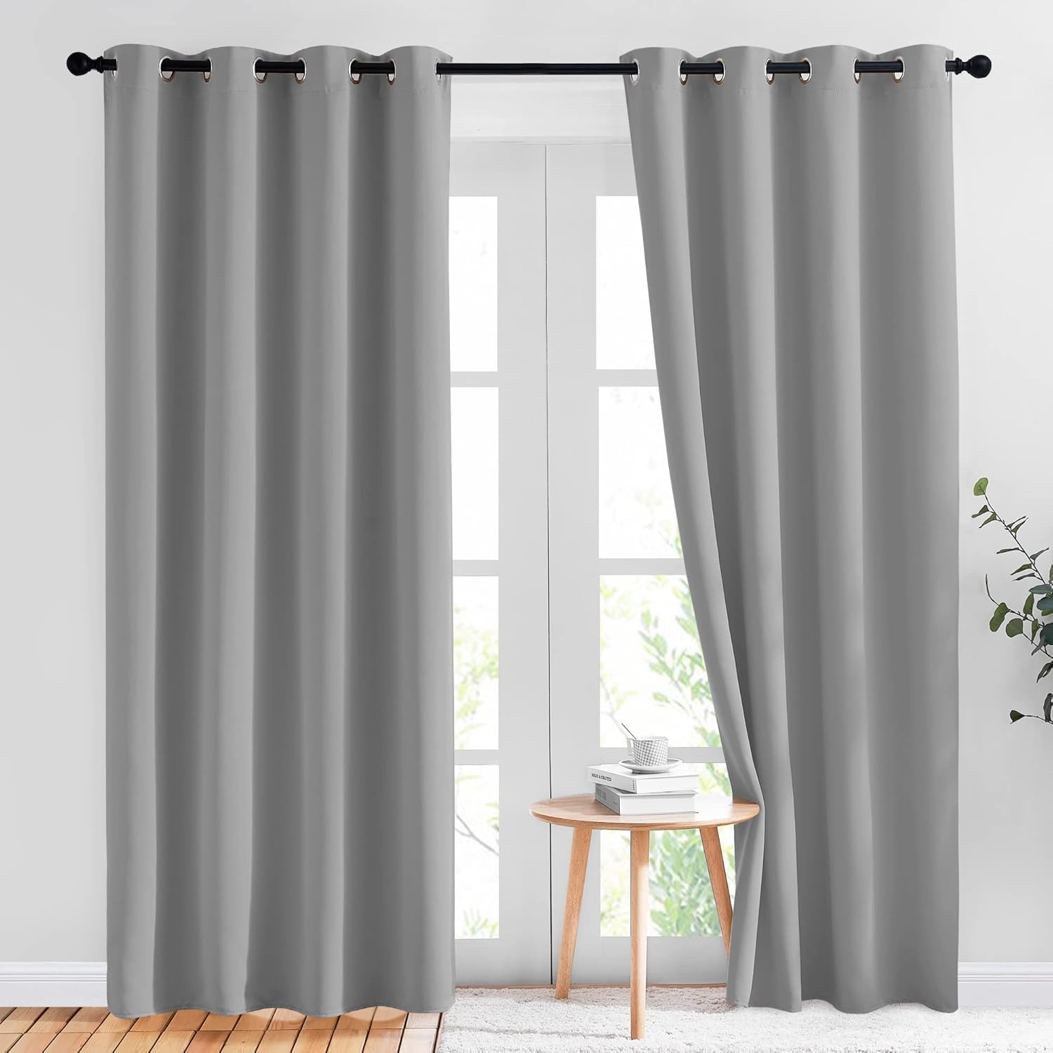 Light Gray Blackout Curtains 84 Inch Long for Bedroom or Living Room Decor