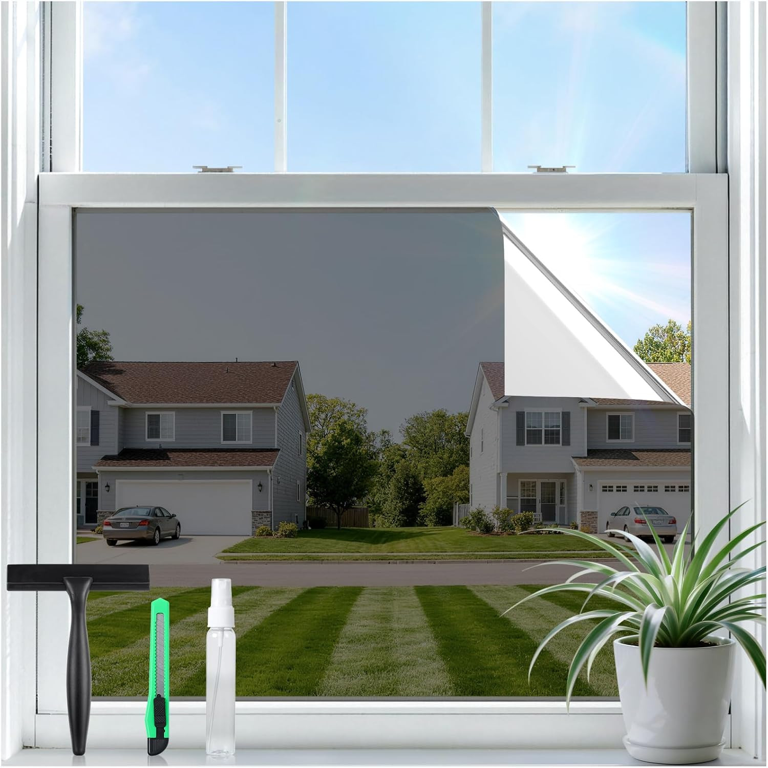 Rabbitgoo One Way Privacy Window Film Window Tint for Home with Tools, UV Blocki