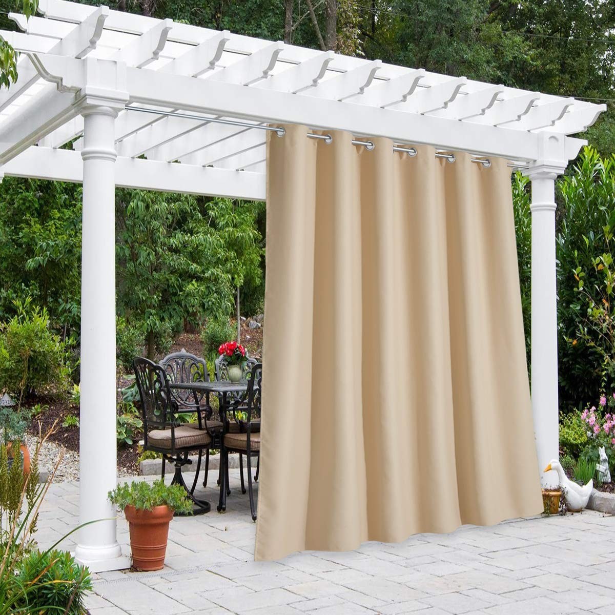 Outdoor Curtain for Patio Waterproof 108 inch Extra Long, Rustproof Grommet R…