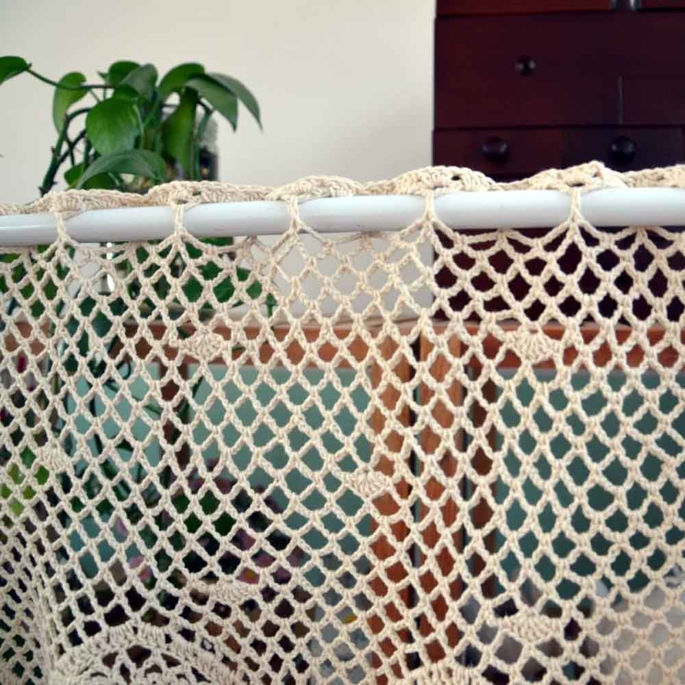 Vintage Hand Crochet Lace Kitchen Valance Cafe Short Curtain Farmhouse Decor
