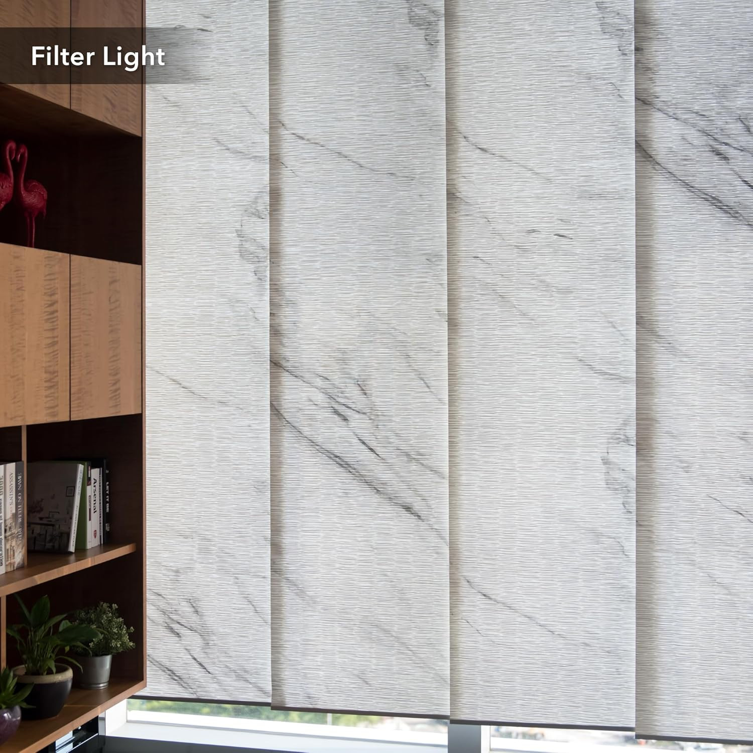 Deluxe Adjustable Sliding Panel Blind, Marble Print, 45.8″-86″W x 96″H