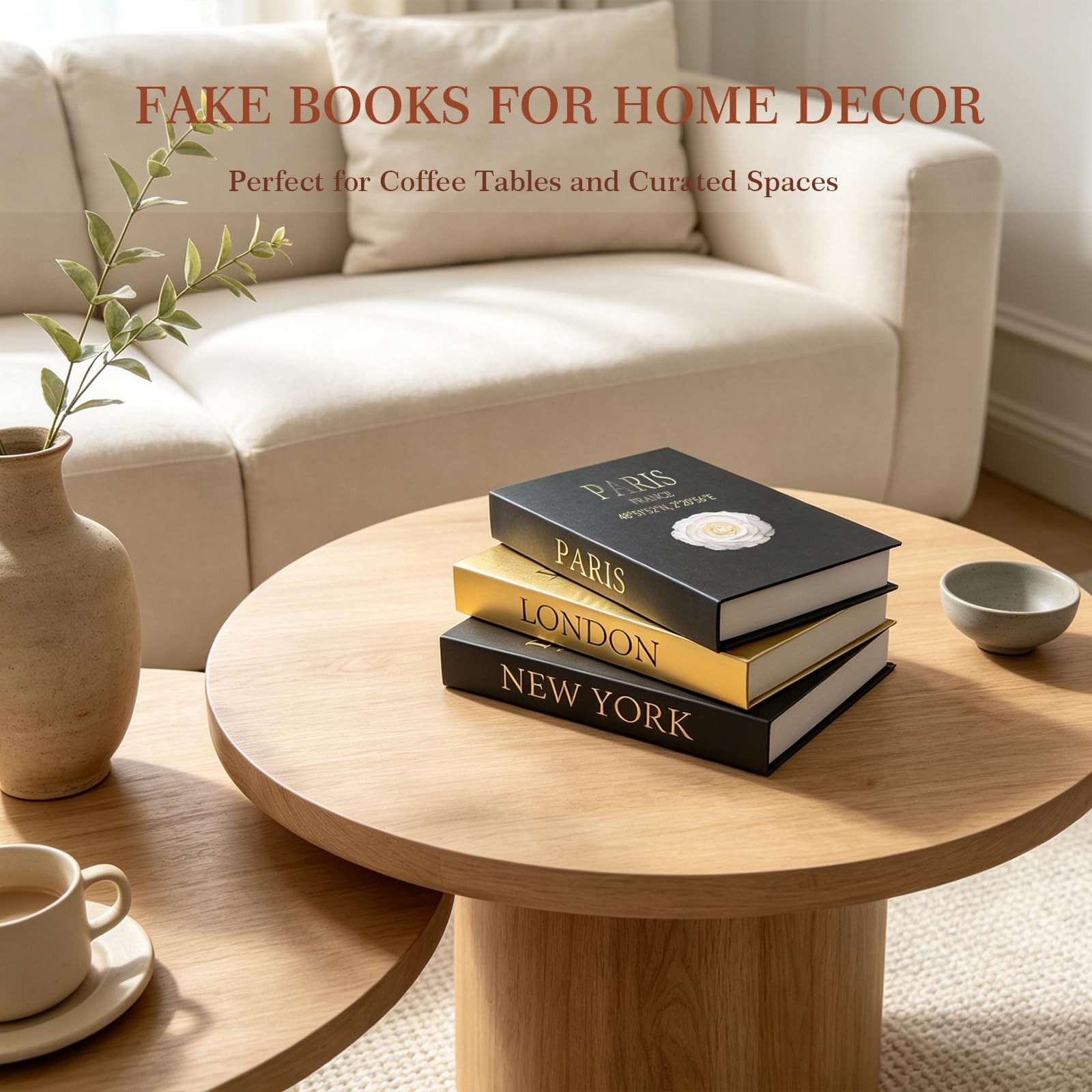 Decorative Books for Coffee Table Decor,3 PCS Stylish Fake Books of Room Deco…