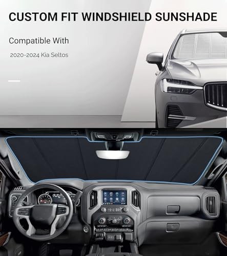 Windshield Sun Shade for Kia Seltos 2020-2024 Kia Seltos Shiny Silver (Classic)