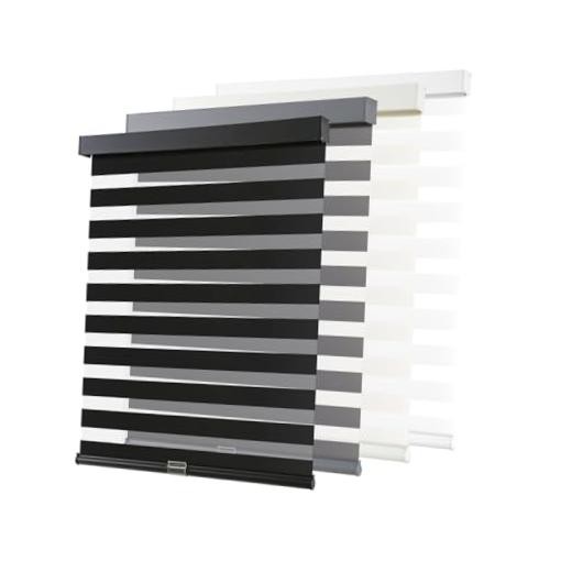 Cordless Zebra Blinds for Windows Pull Down Roller Window 20″W x 72″H Black