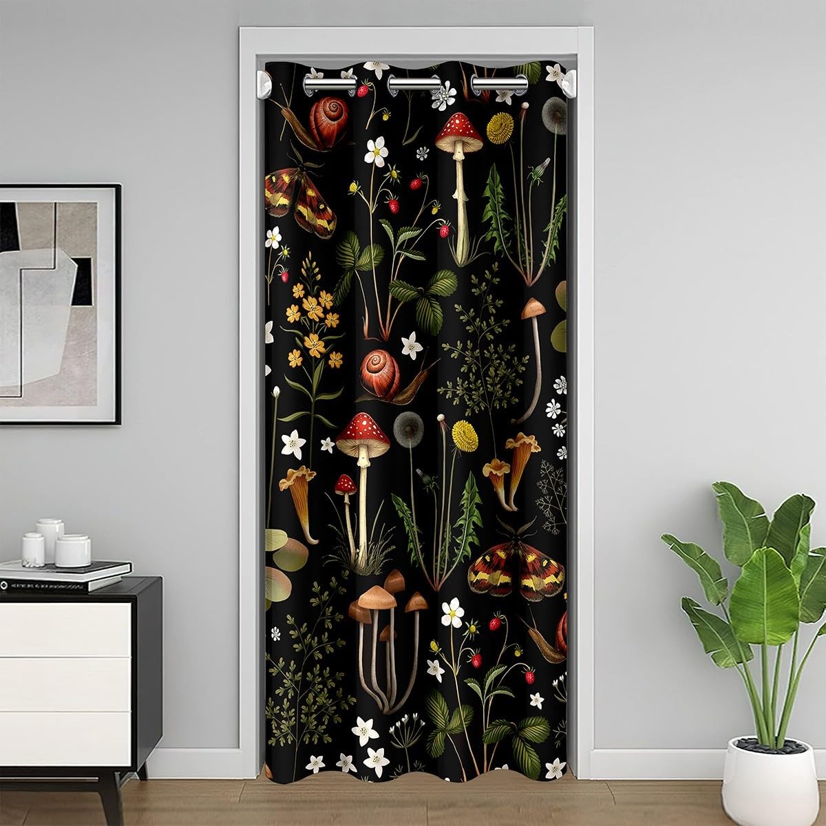 Cute Door Curtain Wild Flowers Jungle Plants Decor Doorway Curtain for Closet…