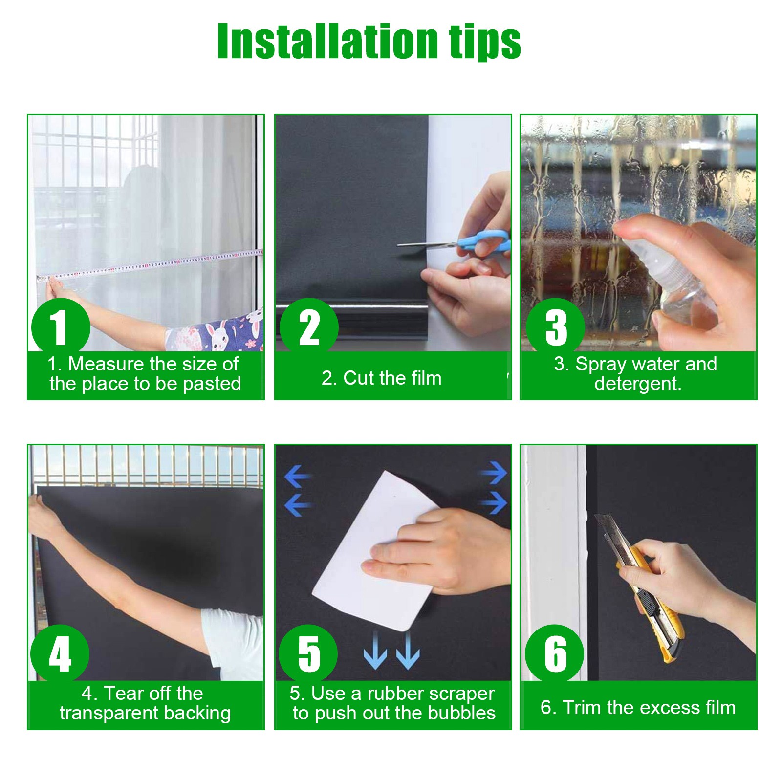 Blackout Window Film 100% Light Blocking Room Darkening UV Static Cling Cover
