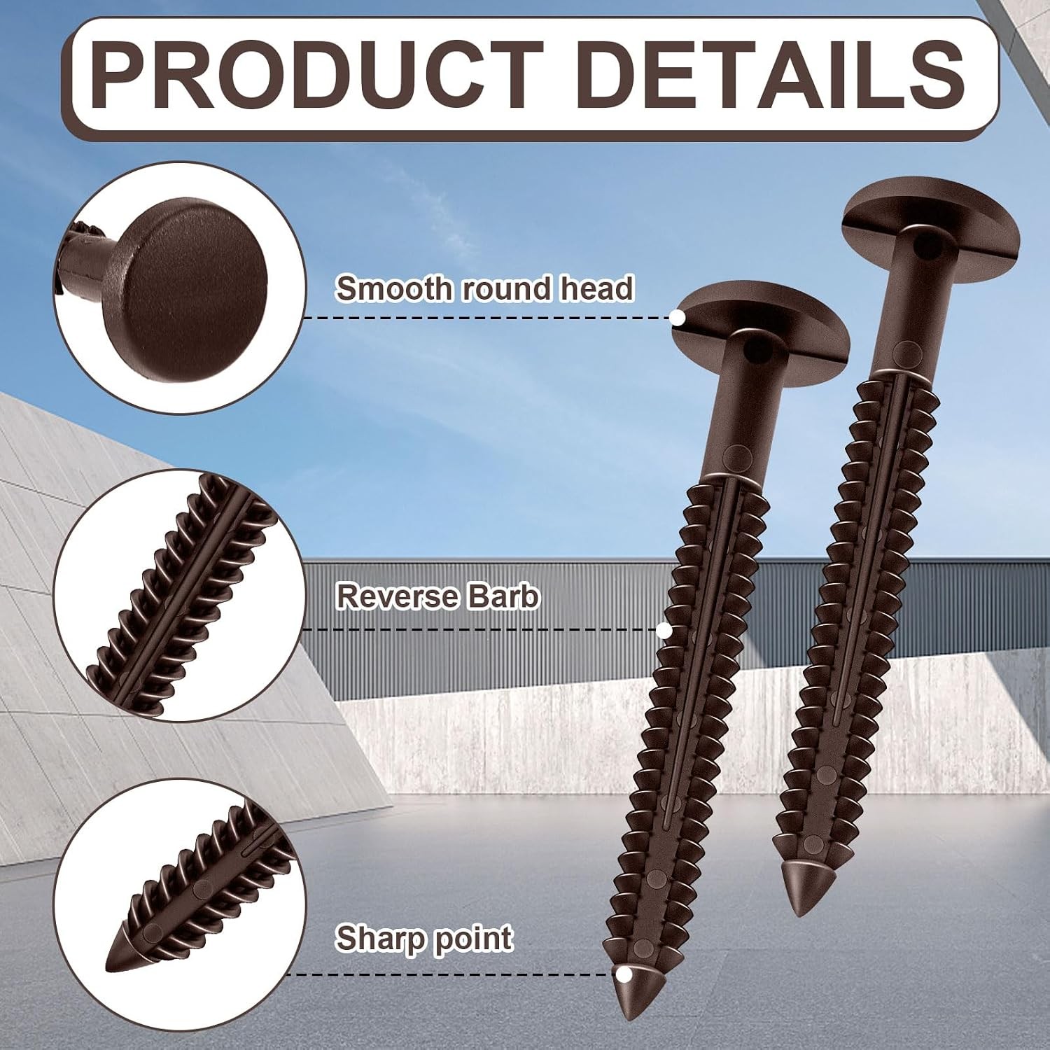 Blulu 36 Pcs 3 Inch Vinyl Shutter Fastener Window Panel Peg Lok Pin Pegs Screws