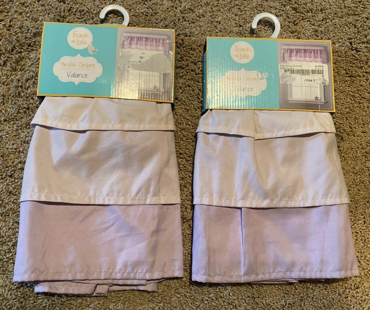 NWT Frank & Lulu Amelia PURPLE Ombre Valances Set of (2) 42″ X 15″