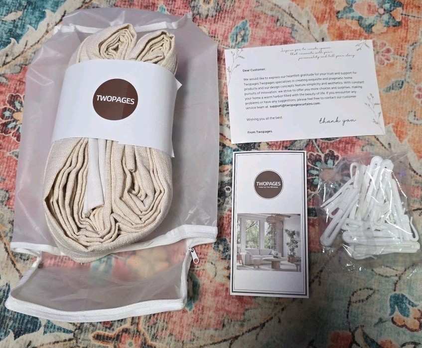 BRAND NEW, TWO PAGES, Pinch Pleated Linen Light Filtering Curtain 26×84