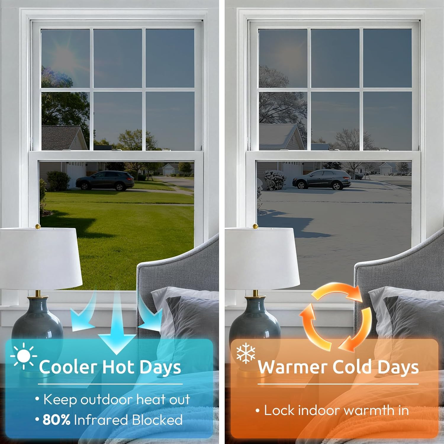 Rabbitgoo One Way Privacy Window Film Window Tint for Home with Tools, UV Blocki
