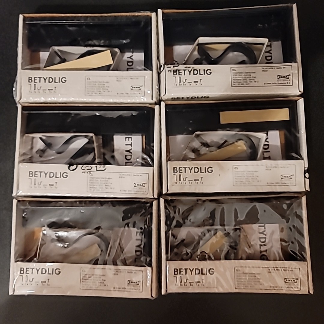 6 Ikea Betydlig Black Curtain Rod Brackets & Hardware for Wall or Ceiling Mount
