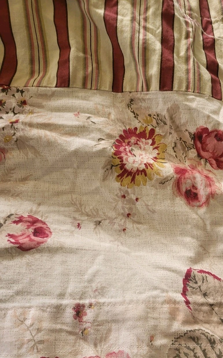 Stripes and pinks roses and handmade window valance garden chic 19×120″ floral