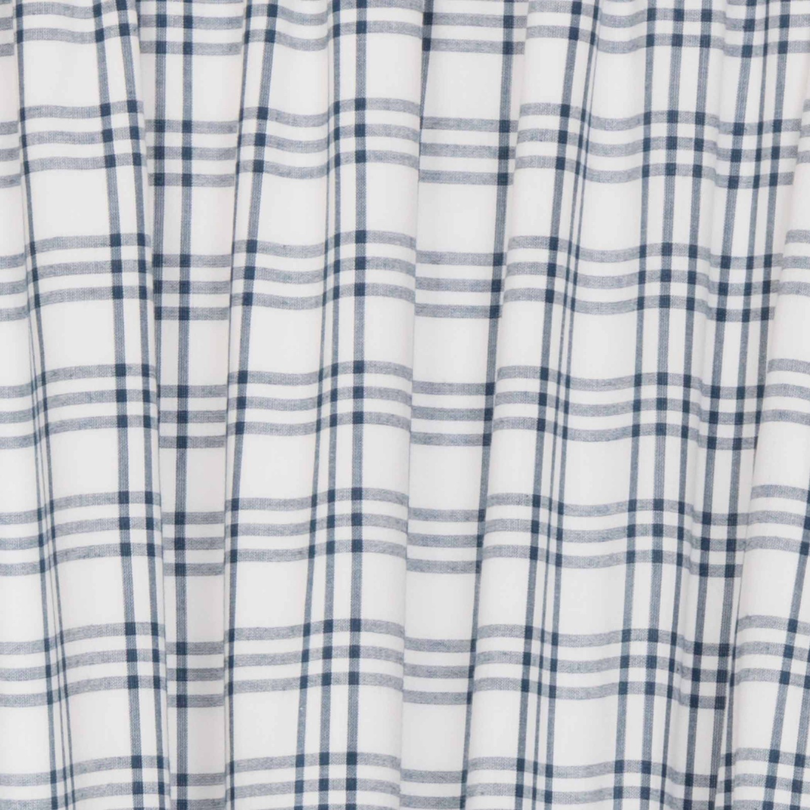 Sawyer Mill Denim Blue White Plaid Lined Country Gathered Long Prairie Curtains