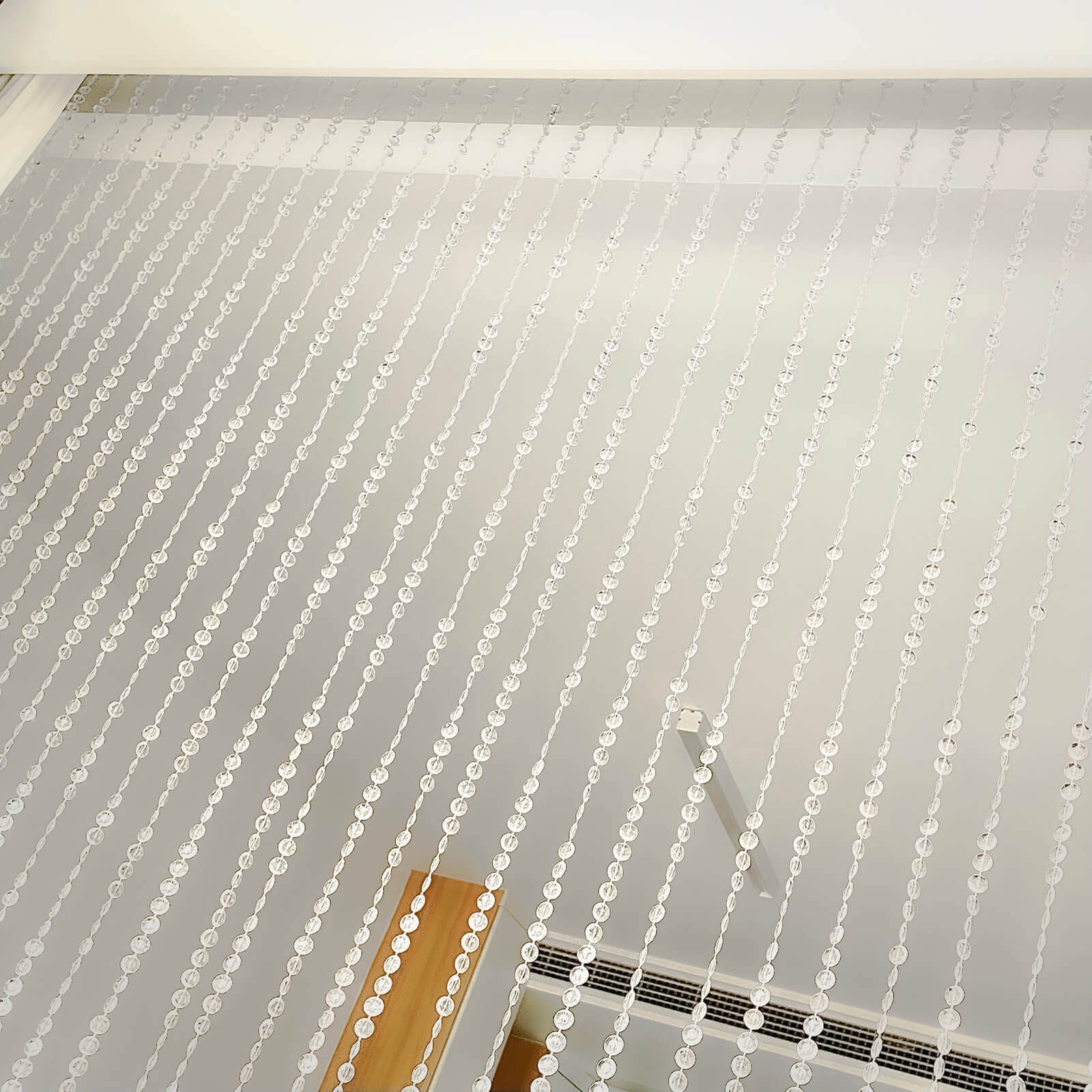 CLEAR 5 ft x 10 ft Acrylic Crystal Beaded Curtain with Polyester Rod Pocket