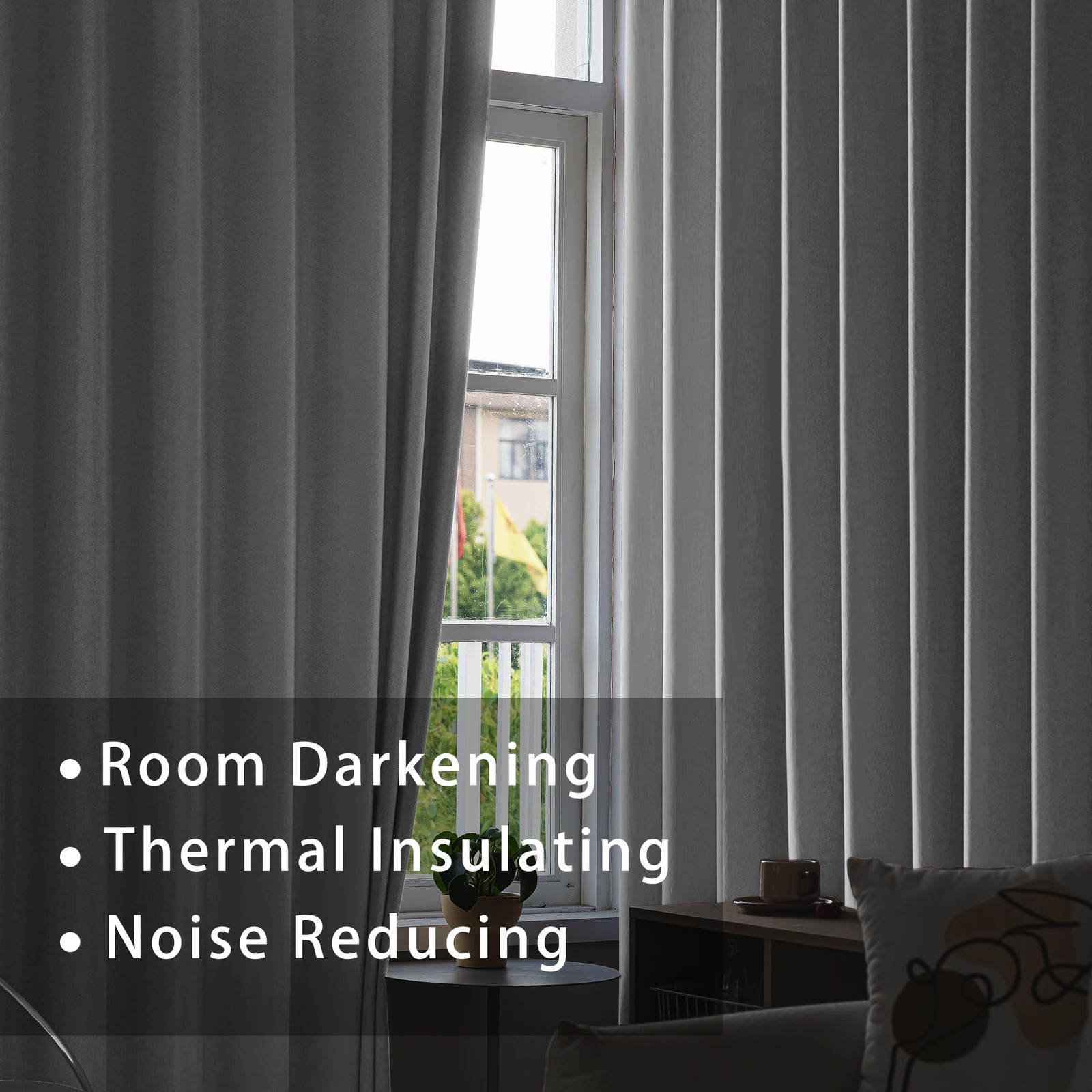Light Grey Room Darkening Curtains 48 inches Long Window Curtain Panels