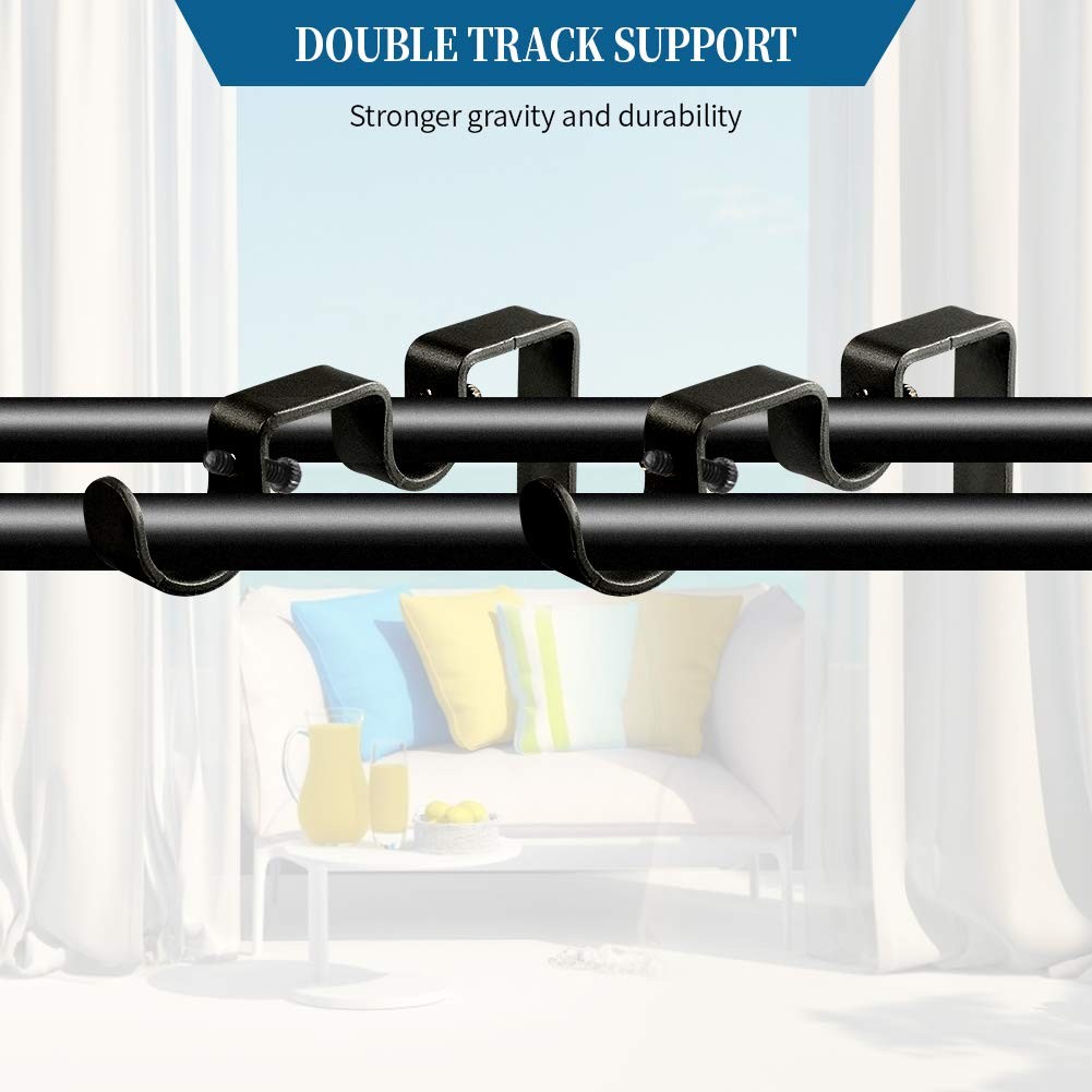 Heavy Duty Curtain Rod Brackets – Double Rod Holders 1″ and 5/8″ Inch (Set of…