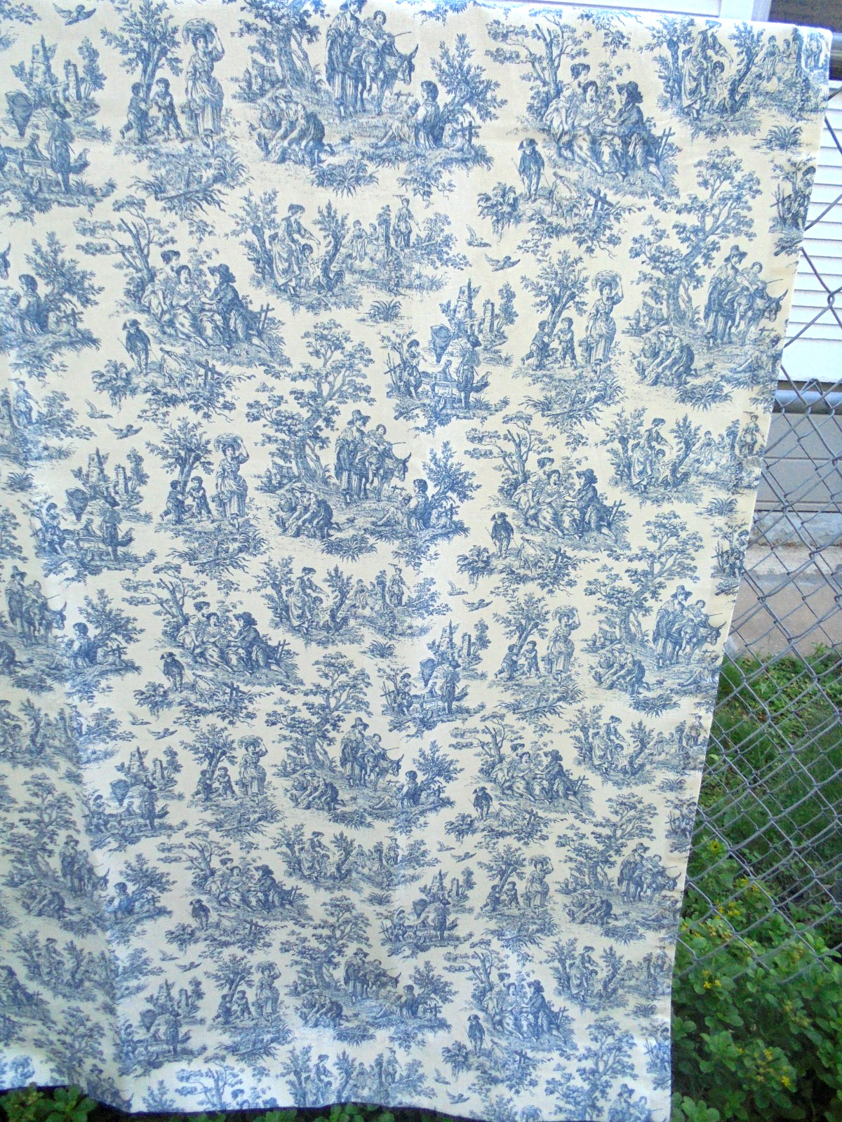 Waverly Curtains Toile French Country Life Blue Ivory Single Panel 52″ x 82″