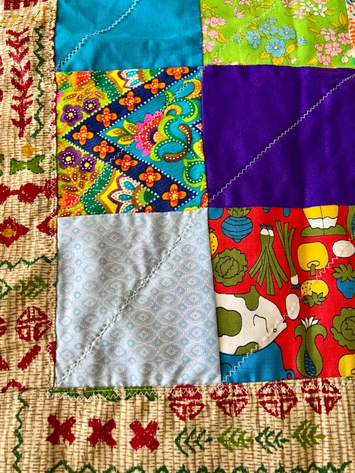 1970’s Window Valance Funky Groovy Patchwork 39 x 27