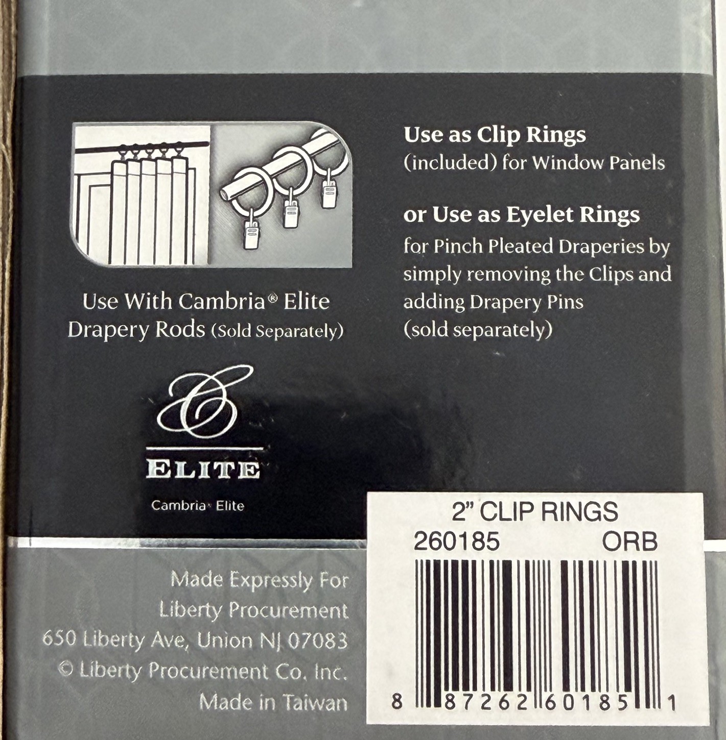 CAMBRIA ELITE 2IN OIL RUBBED BRONZE DRAPERY CLIP RINGS 21 RINGS(3BOXES)