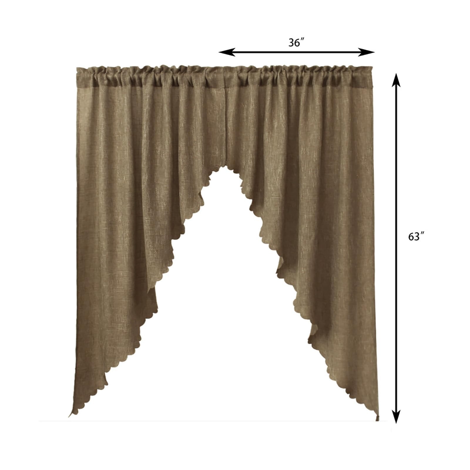 Valea Home Soft Burlap Look Swag Curtains Rustic Natural Rod Pocket Kitchen Vala