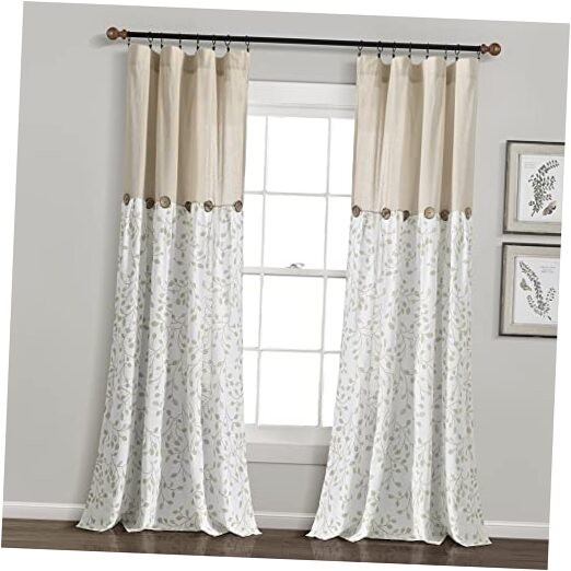 Linen Button Botanical Garden Window 40″W x 84″L (Pack of 1) Neutral & Green