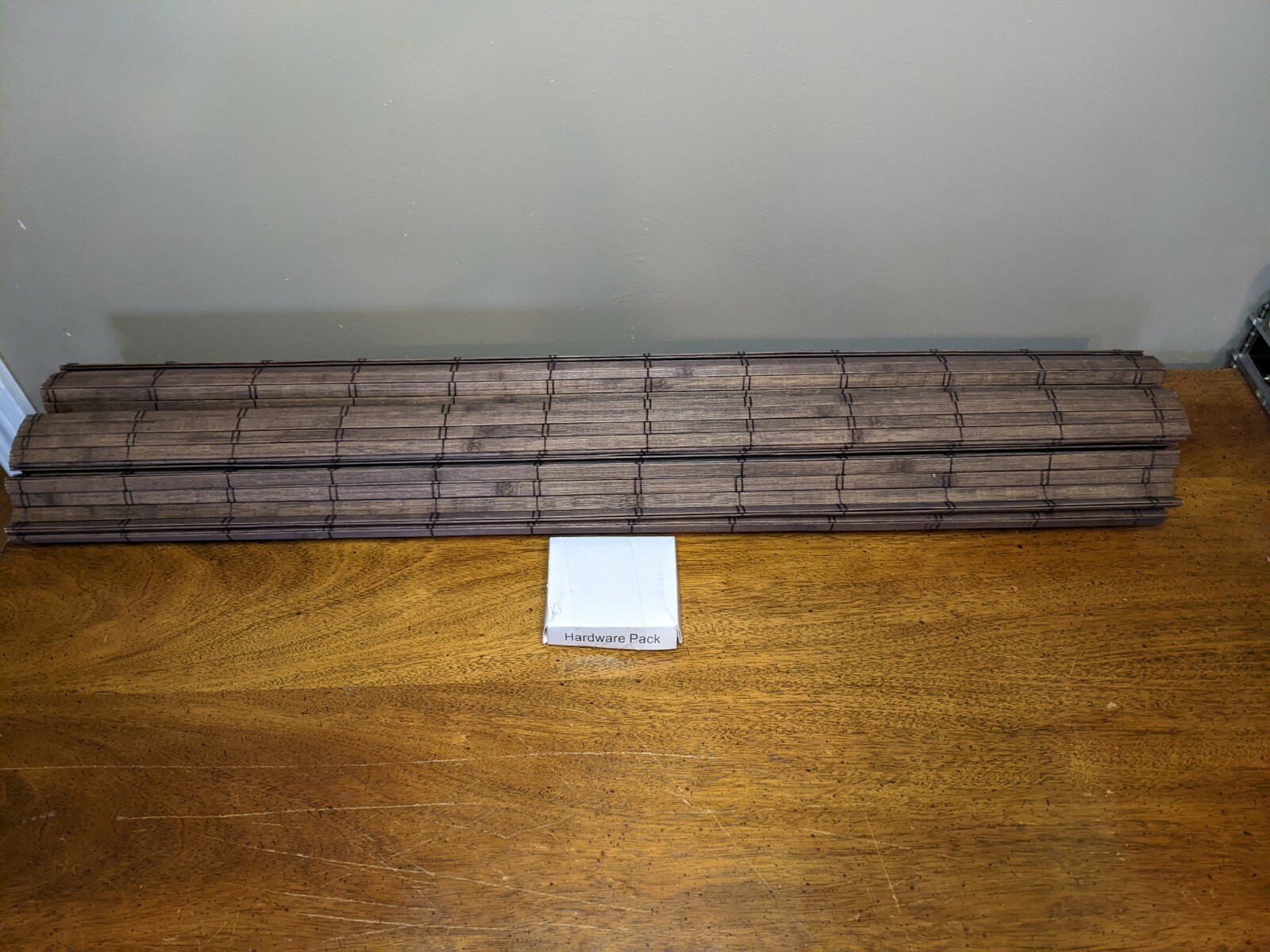 Farmhouse 33×64-inch Cordless Bamboo Roman Shade in Pecan Brown