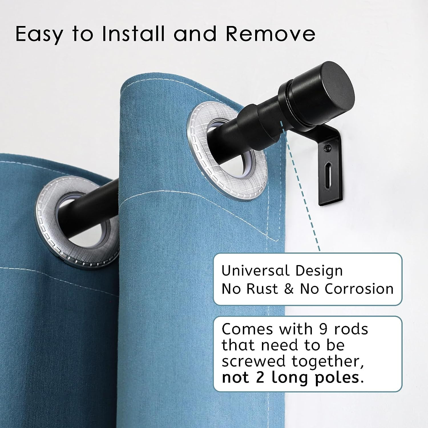 Byondeth Curtain Rods for Windows 16 to 144 Inches Adjustable Length 1 Inch Diam