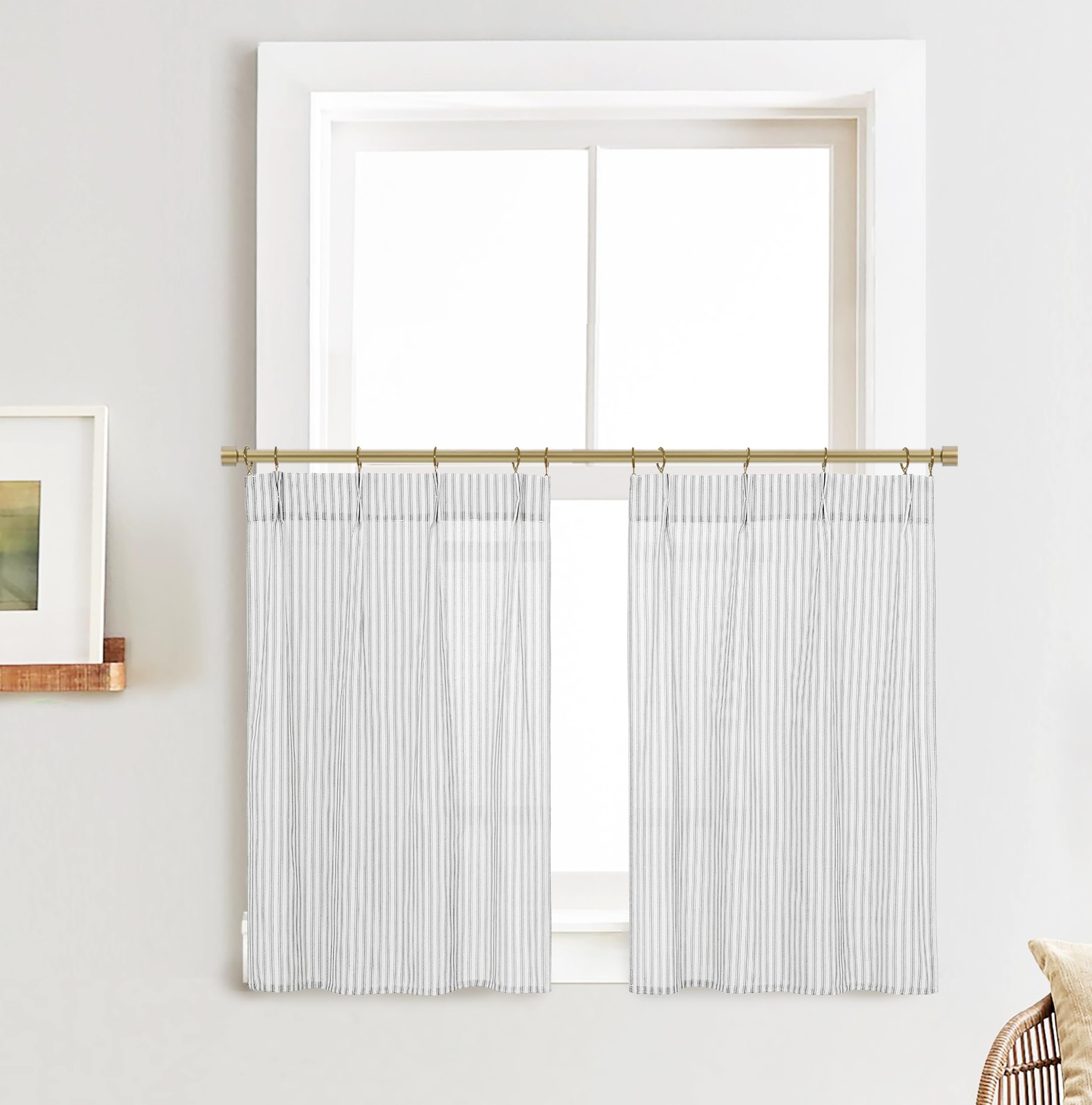 Half Curtains for Windows,Cafe Curtains 24 Inch Length Pinch Pleated Short Ba…