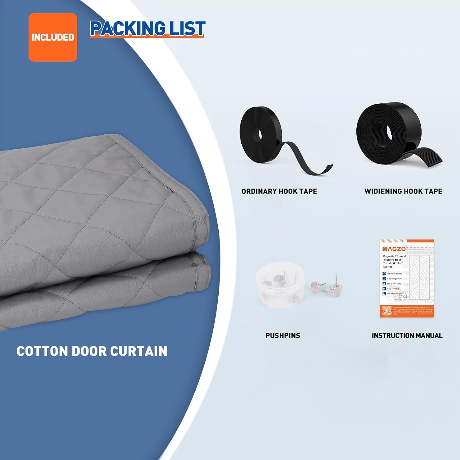 Magnetic Thermal Insulated Door Curtain Fits Door Size 36″ x 80″ Oxford Cloth