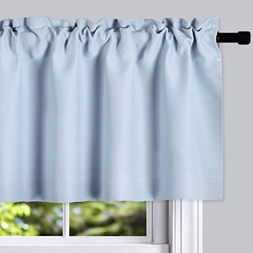 12 Inches Long Valances for Windows – 2 42″W x 12″L (Pack of 2) Light Blue