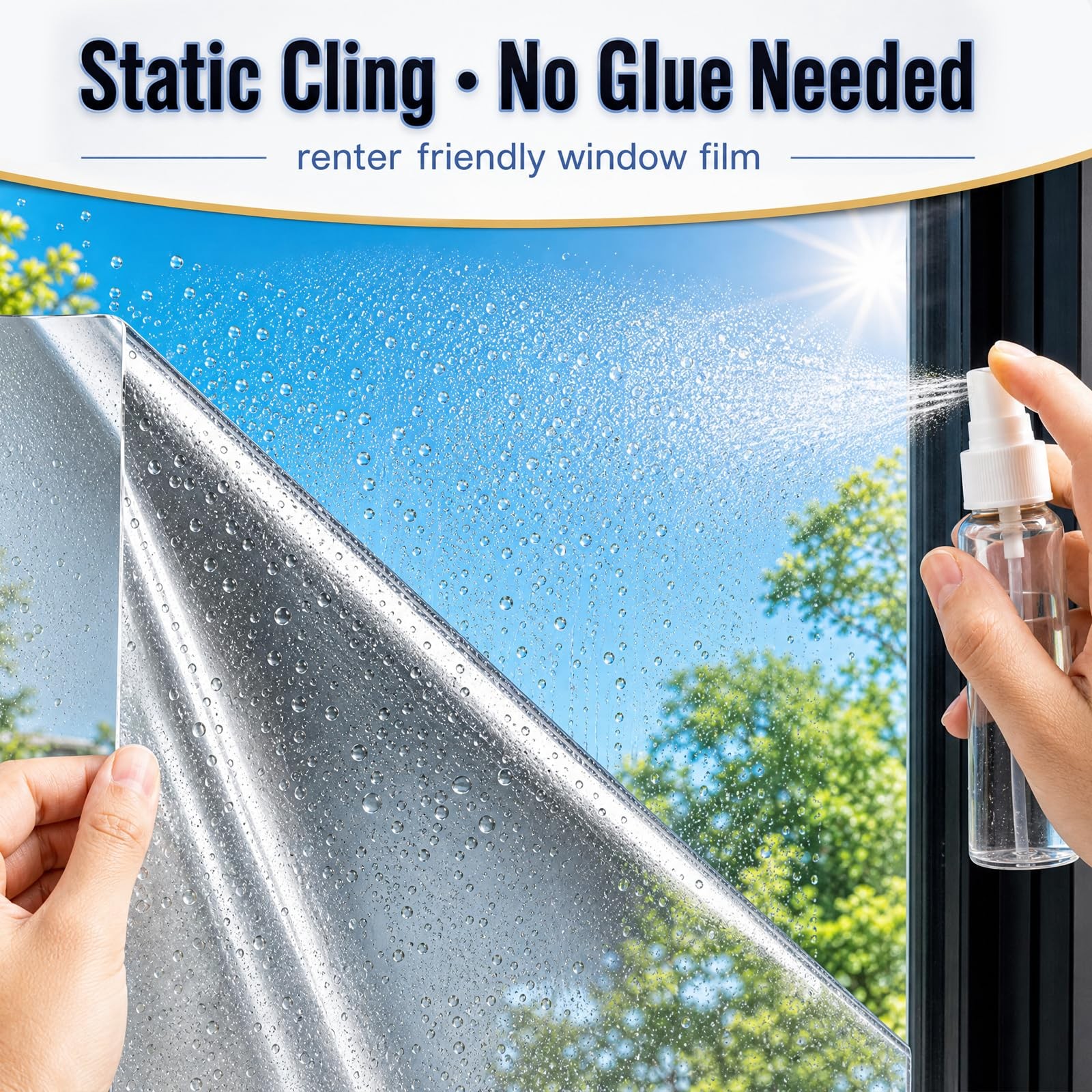 One Way Window Film, Daytime Privacy Mirror Window Tint, Static Cling Reflect…