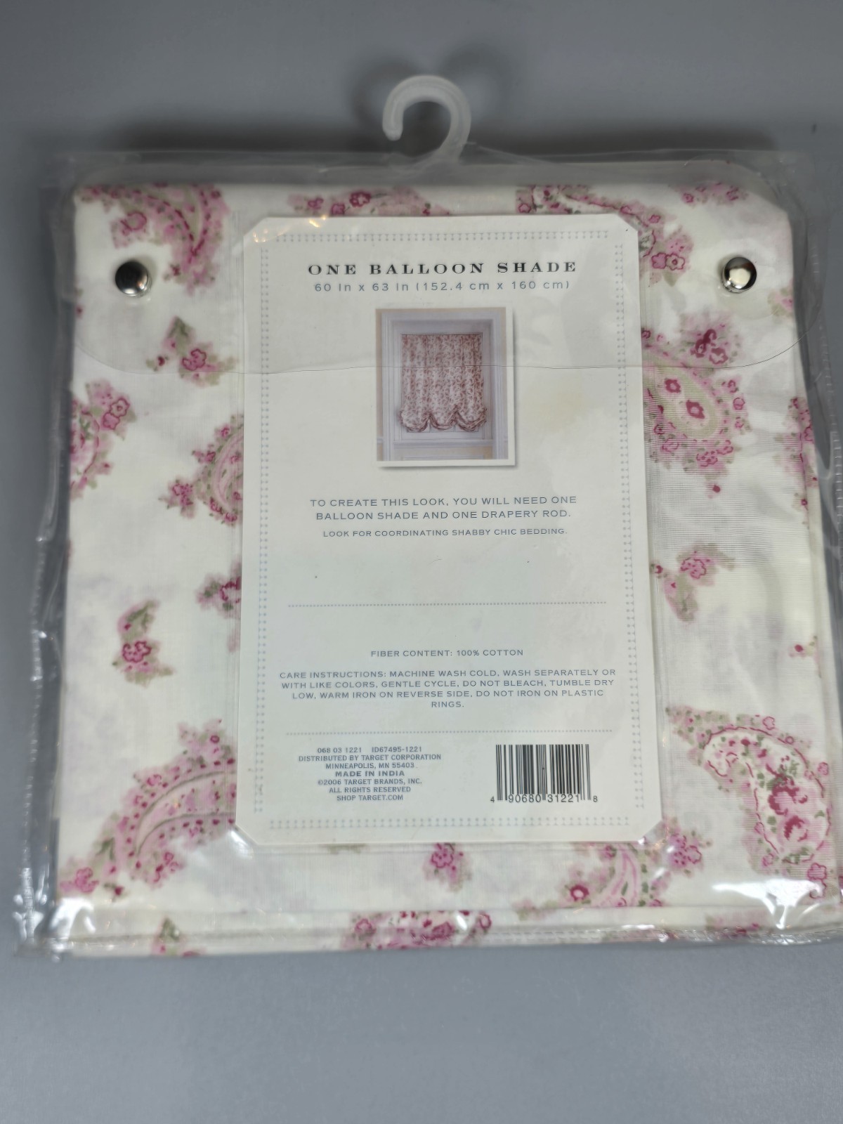 Simply Shabby Chic BALLOON SHADE Valance Curtain Pink Paisley Roses